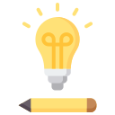 Idea light bulb icon: A simple, bright light bulb icon representing the concept of an innovative idea.