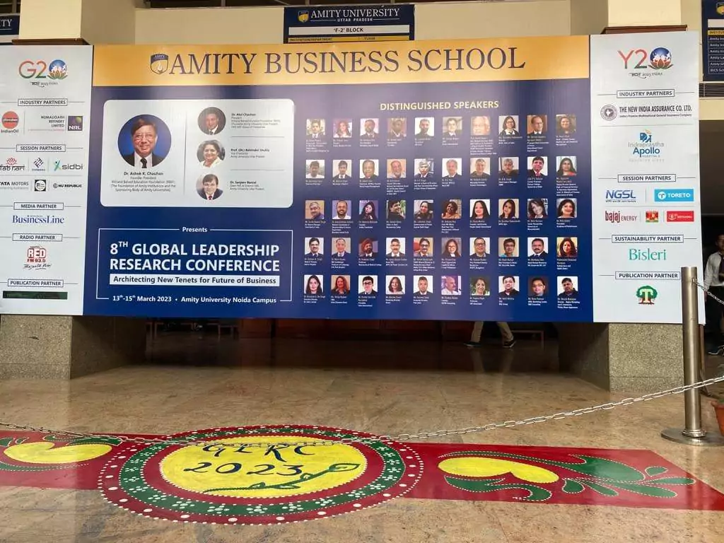 Amity Business School banner: showcasing the institution's name in bold letters.