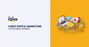 Four digital marketing tips for small businesses: optimize website, use social media, create engaging content, and track analytics.