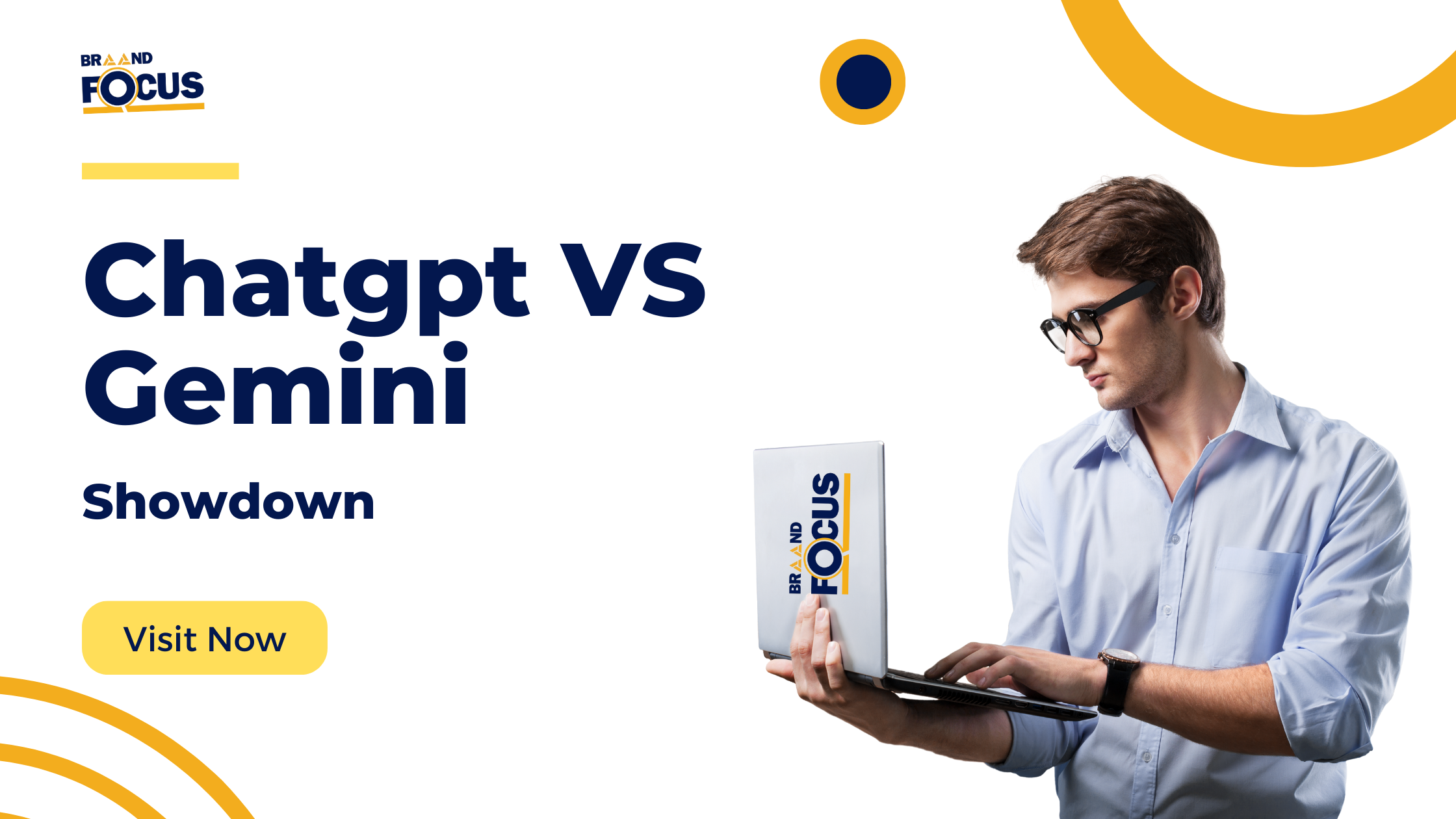 A man holding a laptop, comparing chatbot vs Gemini - the ultimate chatbot solution for your business.