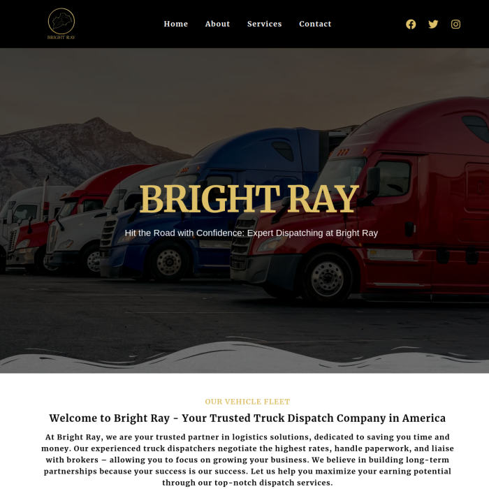 Bright Ray Trucking Company: A vibrant logo with a truck surrounded by rays of light, symbolizing efficiency and reliability.