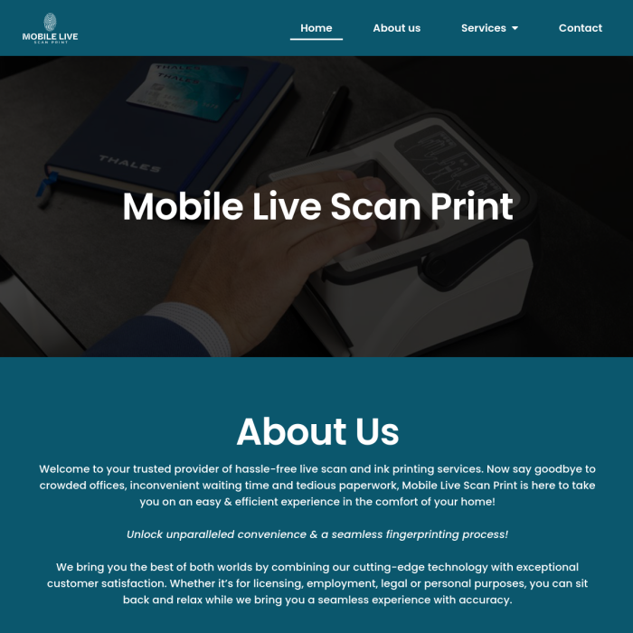 Mobile live scan print: A person's fingerprint being scanned using a mobile device for identification purposes.