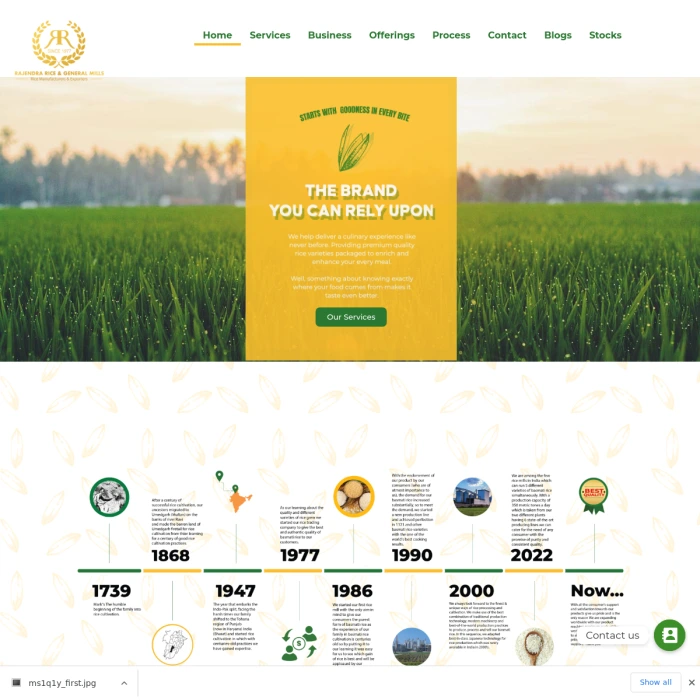 Website for the rice industry showcasing various rice products, cultivation techniques, and industry news.