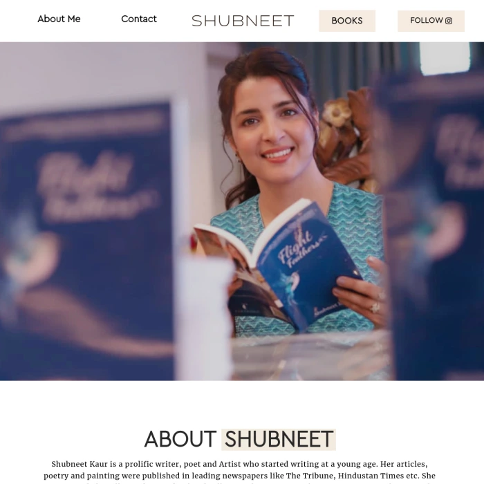 Homepage of Shubhneet's website featuring a sleek design with a logo and navigation menu.